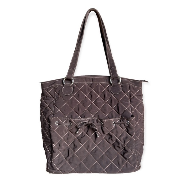 Vera Bradley Vintage Espresso Brown Quilted Traveler Large Shoulder Tote - Picture 1 of 9